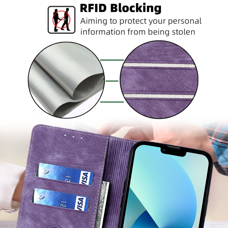 For iPhone 13 Pro RFID Anti-theft Brush Magnetic Leather Phone Case