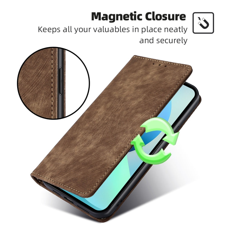 For iPhone 13 Pro RFID Anti-theft Brush Magnetic Leather Phone Case