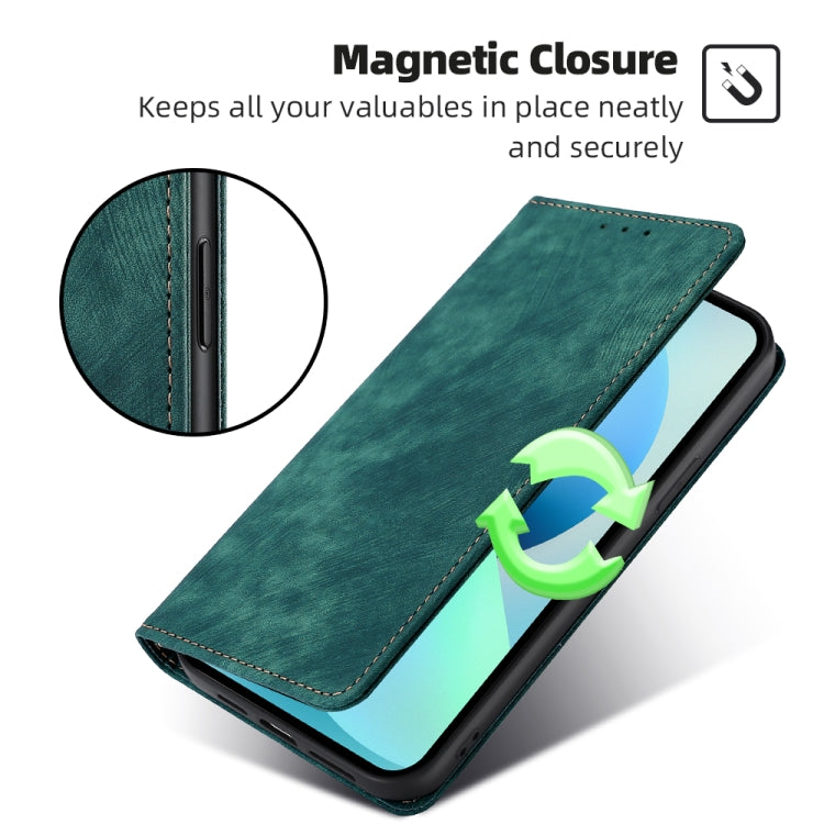 For iPhone 13 Pro RFID Anti-theft Brush Magnetic Leather Phone Case