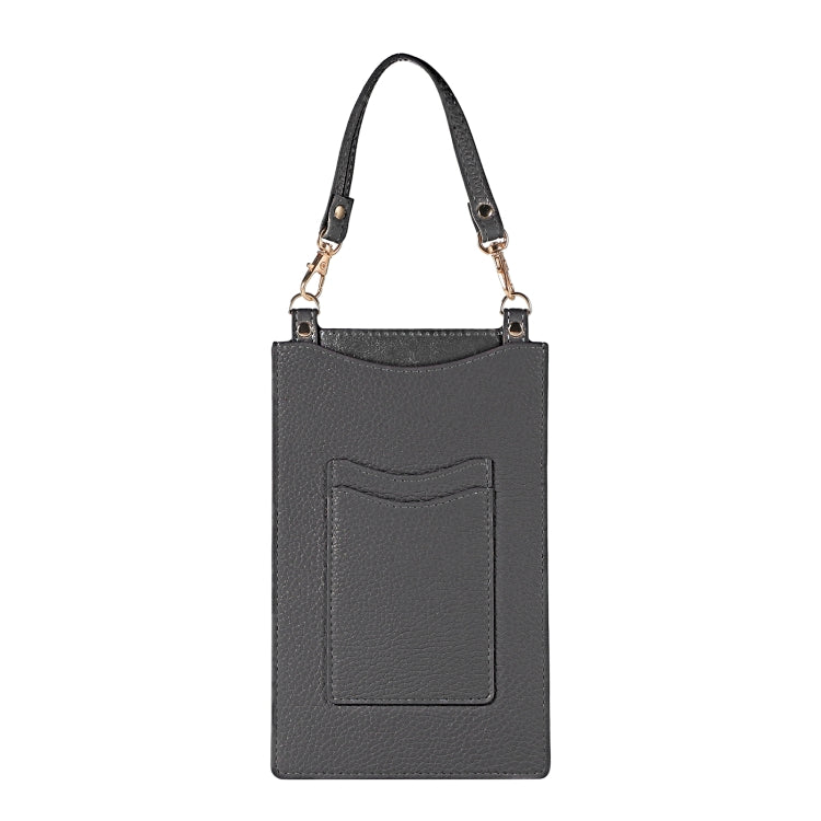 Litchi Texture Card Holder Mobile Phone Bag with Short Strap