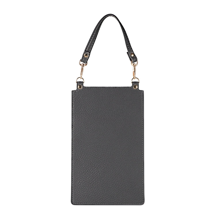 Litchi Texture Card Holder Mobile Phone Bag with Short Strap