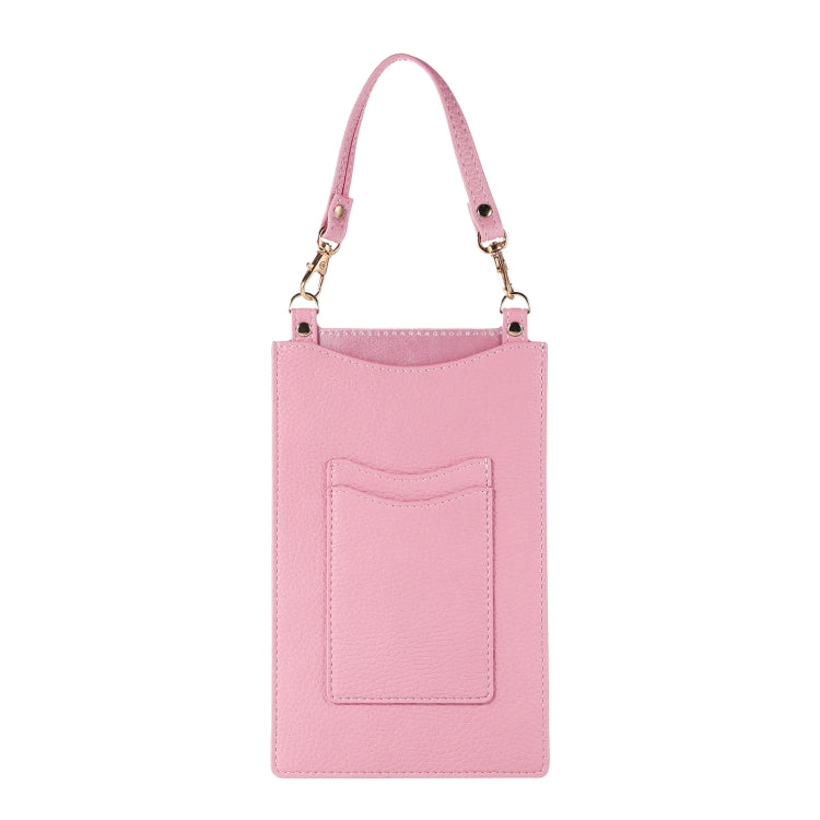 Litchi Texture Card Holder Mobile Phone Bag with Short Strap