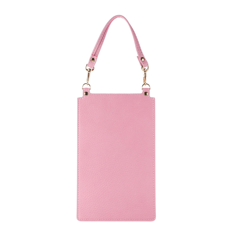 Litchi Texture Card Holder Mobile Phone Bag with Short Strap