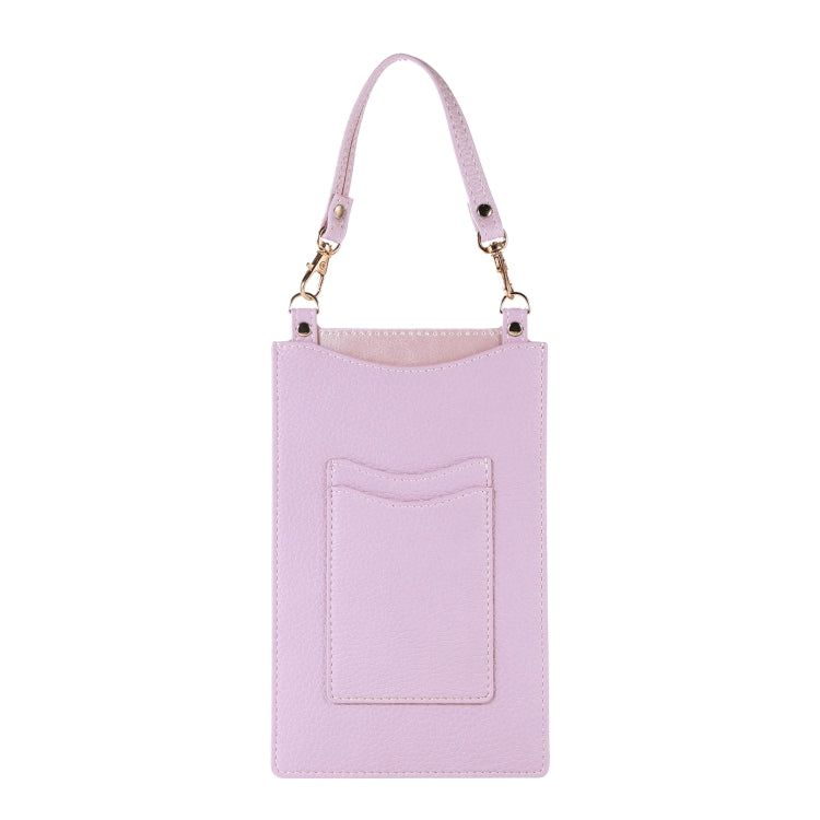 Litchi Texture Card Holder Mobile Phone Bag with Short Strap