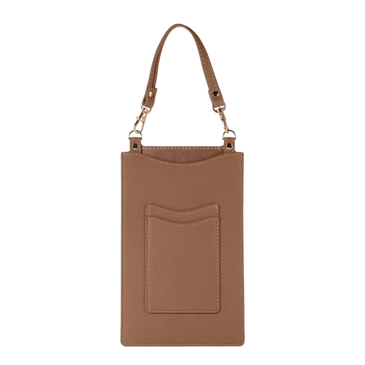Litchi Texture Card Holder Mobile Phone Bag with Short Strap
