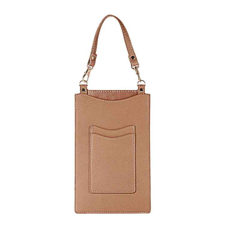 Litchi Texture Card Holder Mobile Phone Bag with Short Strap