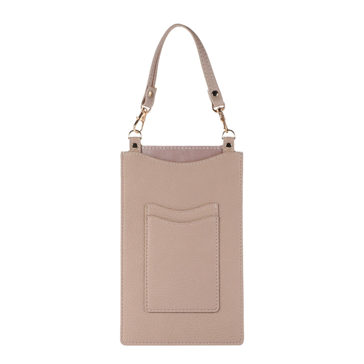 Litchi Texture Card Holder Mobile Phone Bag with Short Strap