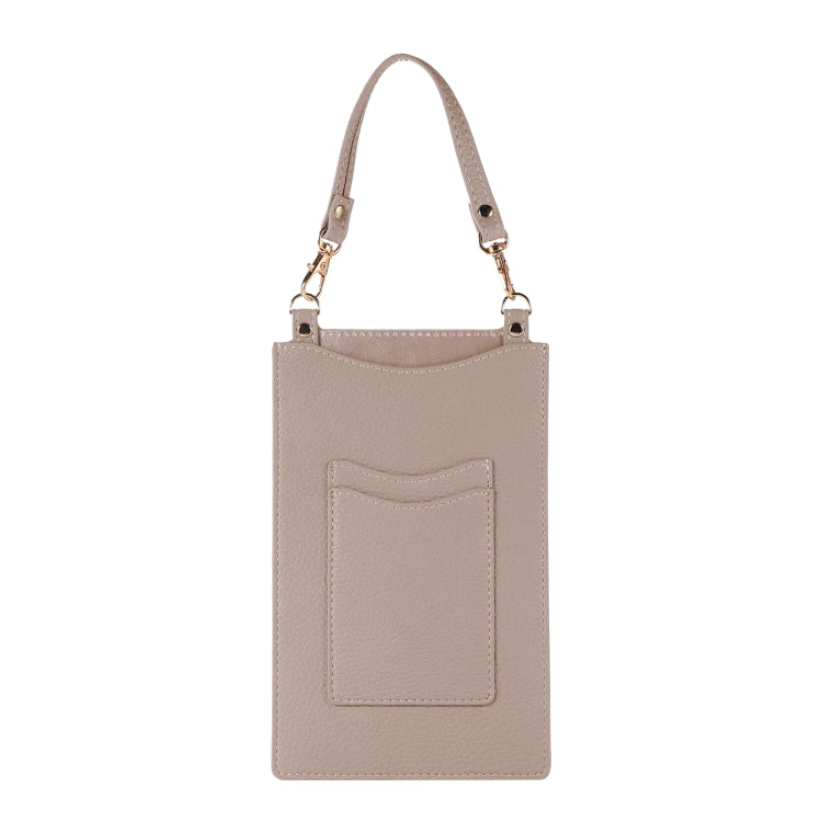Litchi Texture Card Holder Mobile Phone Bag with Short Strap