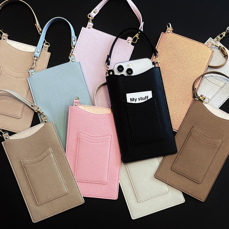 Litchi Texture Card Holder Mobile Phone Bag with Short Strap