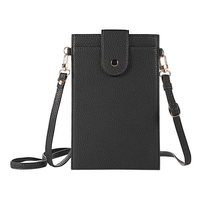 Litchi Texture Card Holder Mobile Phone Bag with Long Strap