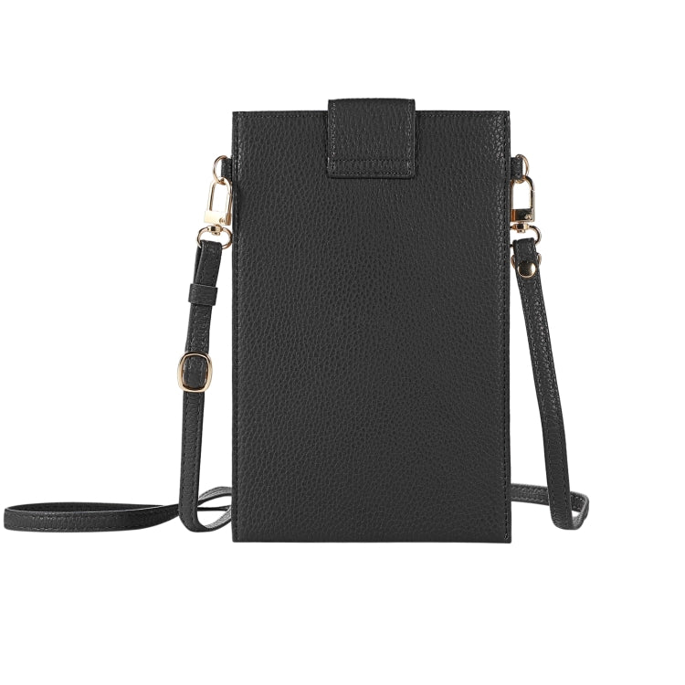 Litchi Texture Card Holder Mobile Phone Bag with Long Strap