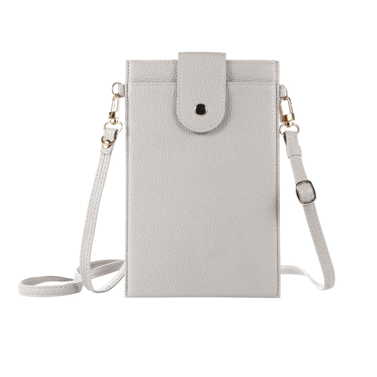 Litchi Texture Card Holder Mobile Phone Bag with Long Strap