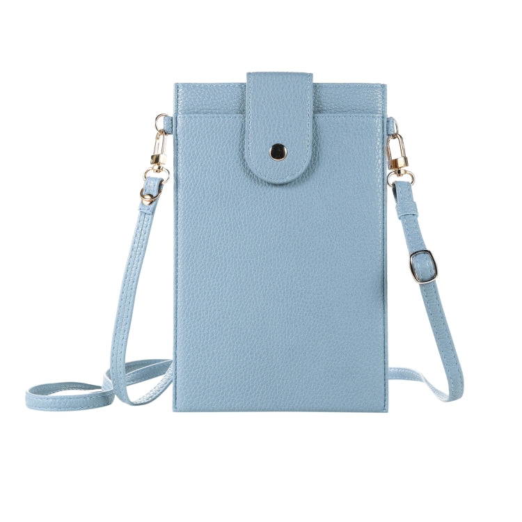 Litchi Texture Card Holder Mobile Phone Bag with Long Strap