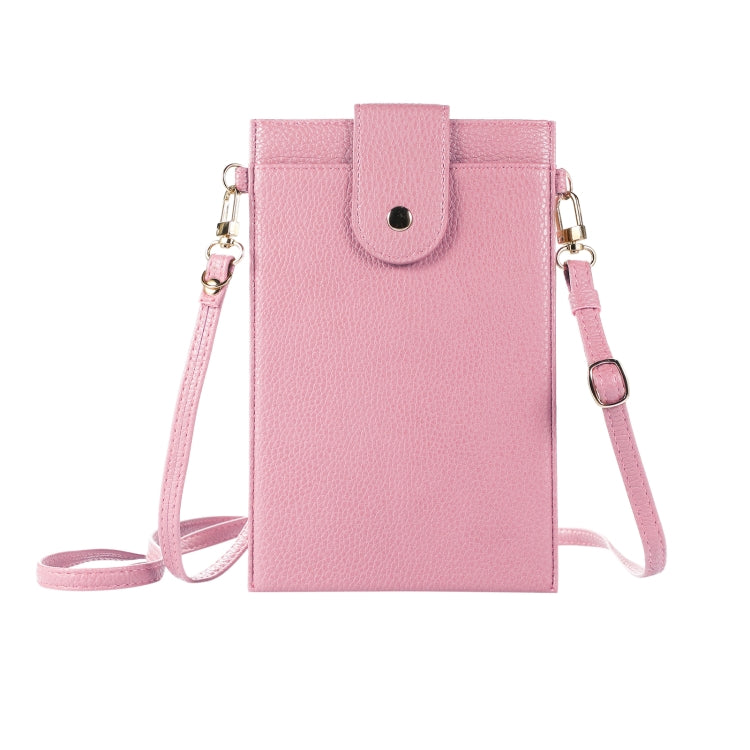 Litchi Texture Card Holder Mobile Phone Bag with Long Strap