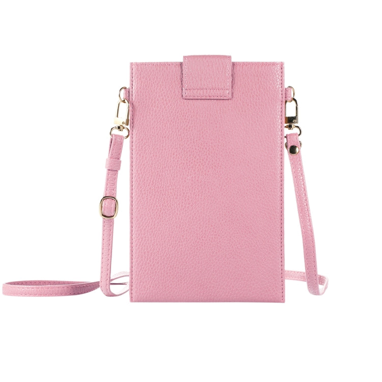 Litchi Texture Card Holder Mobile Phone Bag with Long Strap