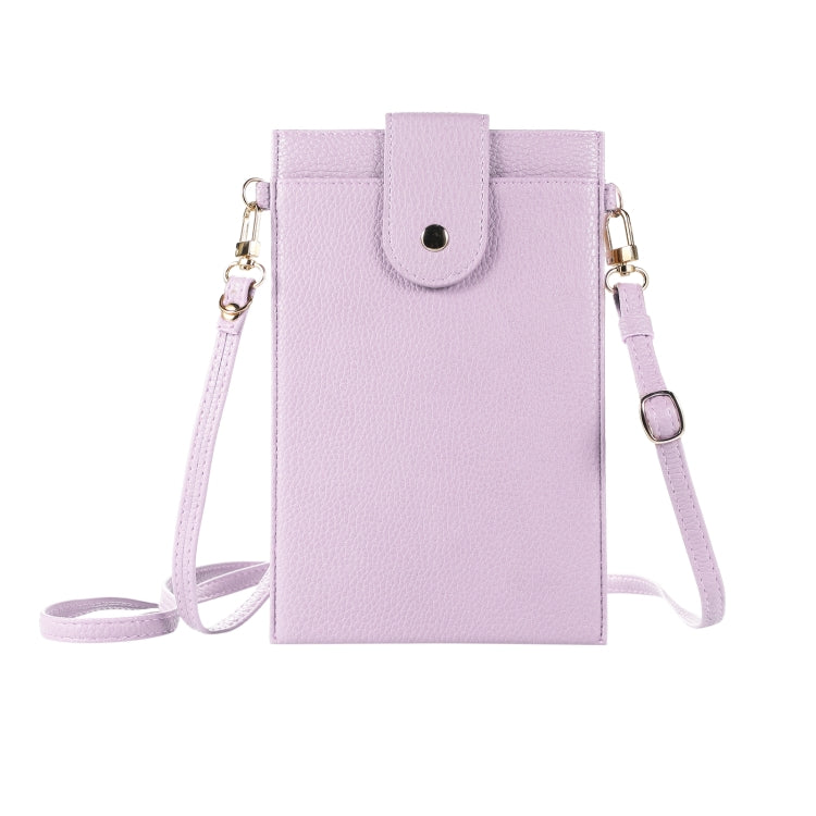 Litchi Texture Card Holder Mobile Phone Bag with Long Strap