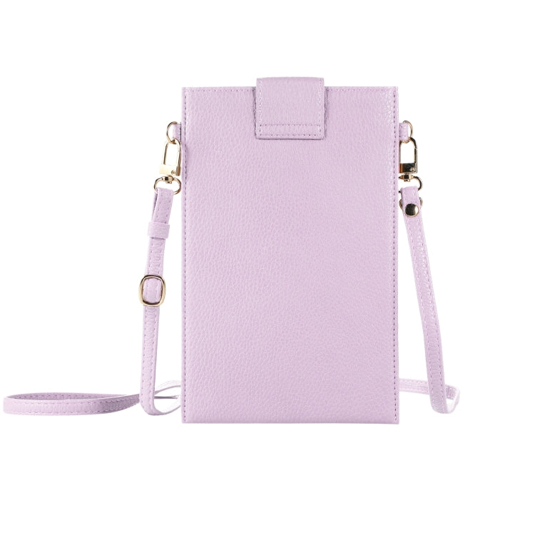 Litchi Texture Card Holder Mobile Phone Bag with Long Strap