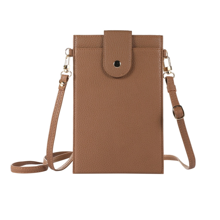 Litchi Texture Card Holder Mobile Phone Bag with Long Strap
