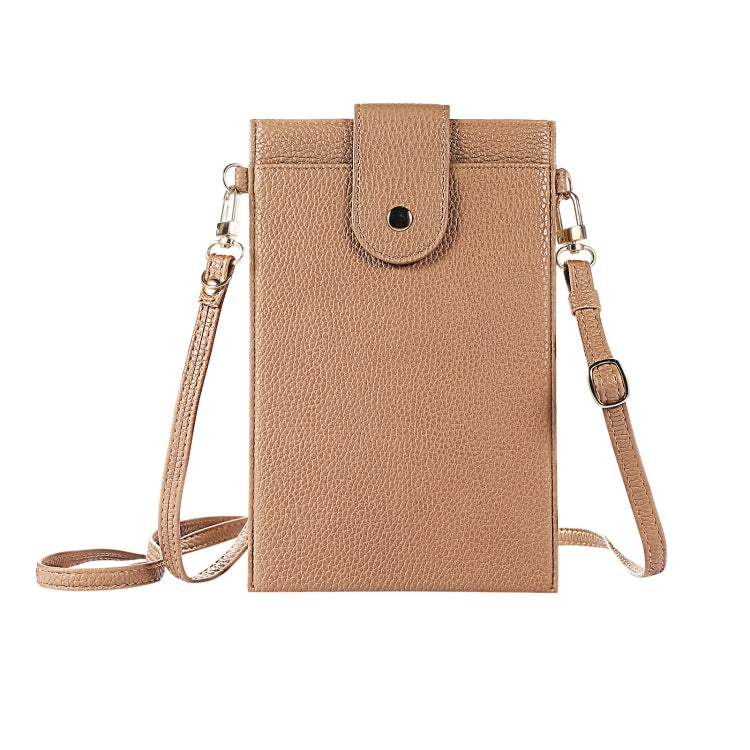 Litchi Texture Card Holder Mobile Phone Bag with Long Strap
