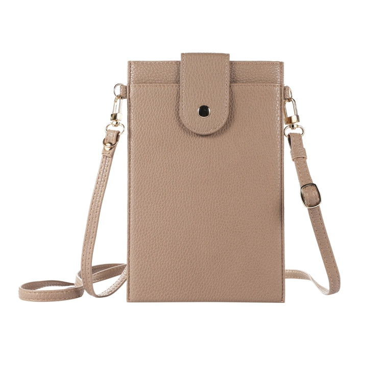 Litchi Texture Card Holder Mobile Phone Bag with Long Strap