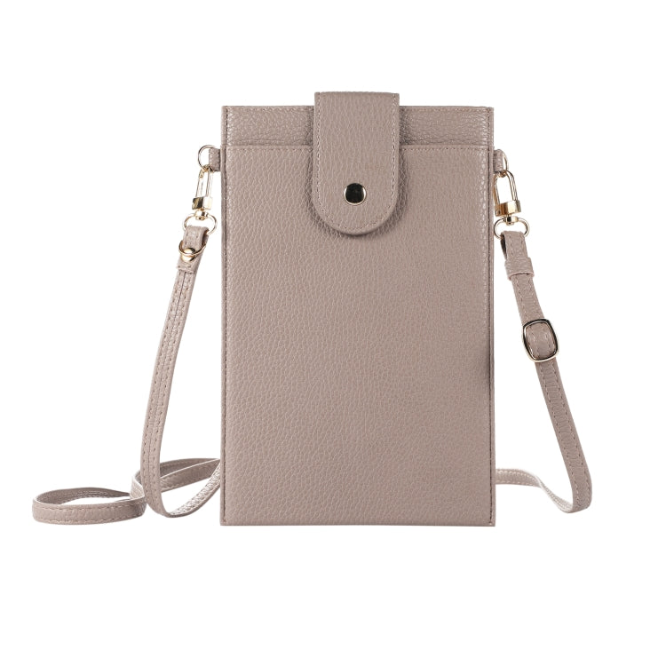 Litchi Texture Card Holder Mobile Phone Bag with Long Strap
