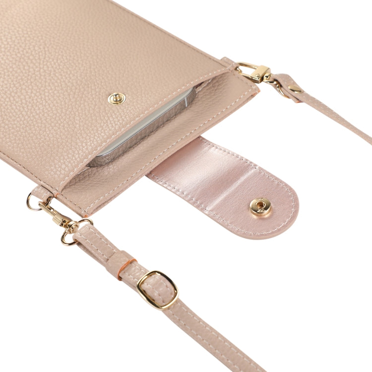 Litchi Texture Card Holder Mobile Phone Bag with Long Strap
