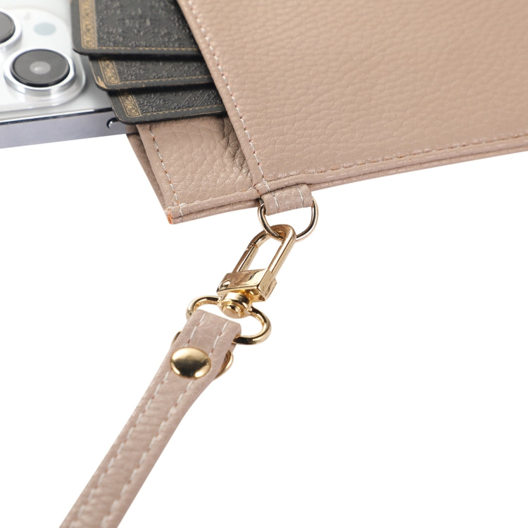 Litchi Texture Card Holder Mobile Phone Bag with Long Strap
