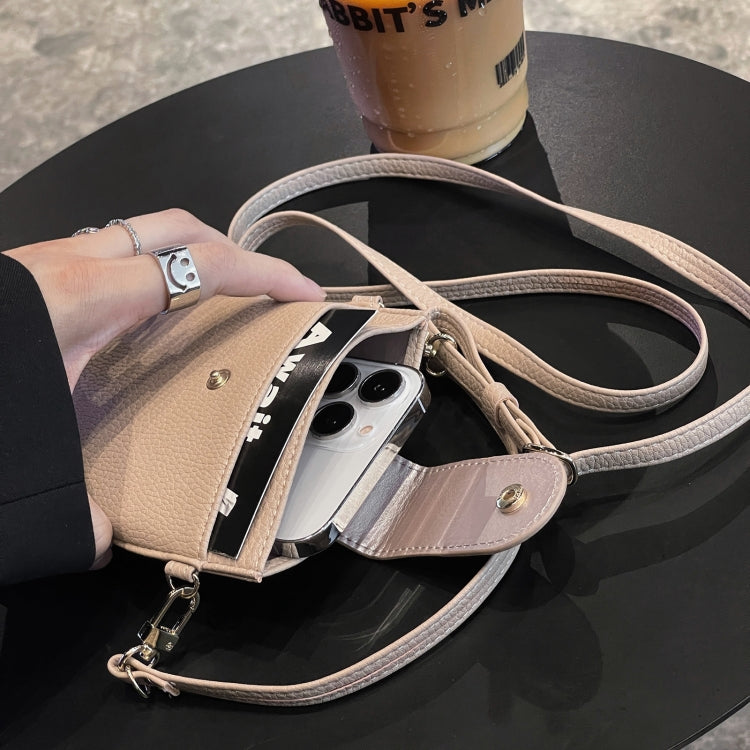 Litchi Texture Card Holder Mobile Phone Bag with Long Strap