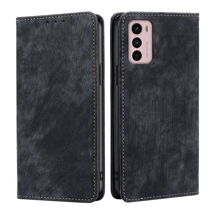 For Motorola Moto G42 4G RFID Anti-theft Brush Magnetic Leather Phone Case