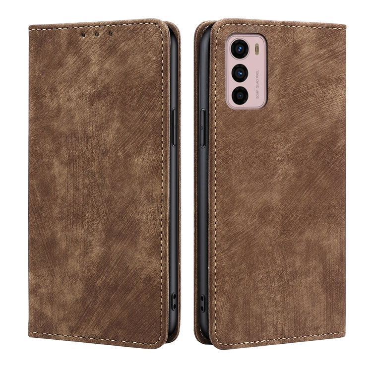For Motorola Moto G42 4G RFID Anti-theft Brush Magnetic Leather Phone Case
