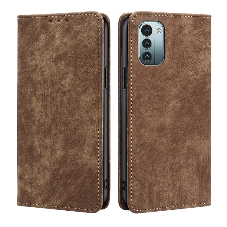 For Nokia G21/G11 Anti-theft Brush Magnetic Leather Phone Case