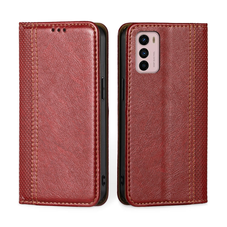 For Motorola Moto G42 4G Grid Texture Magnetic Flip Leather Phone Case