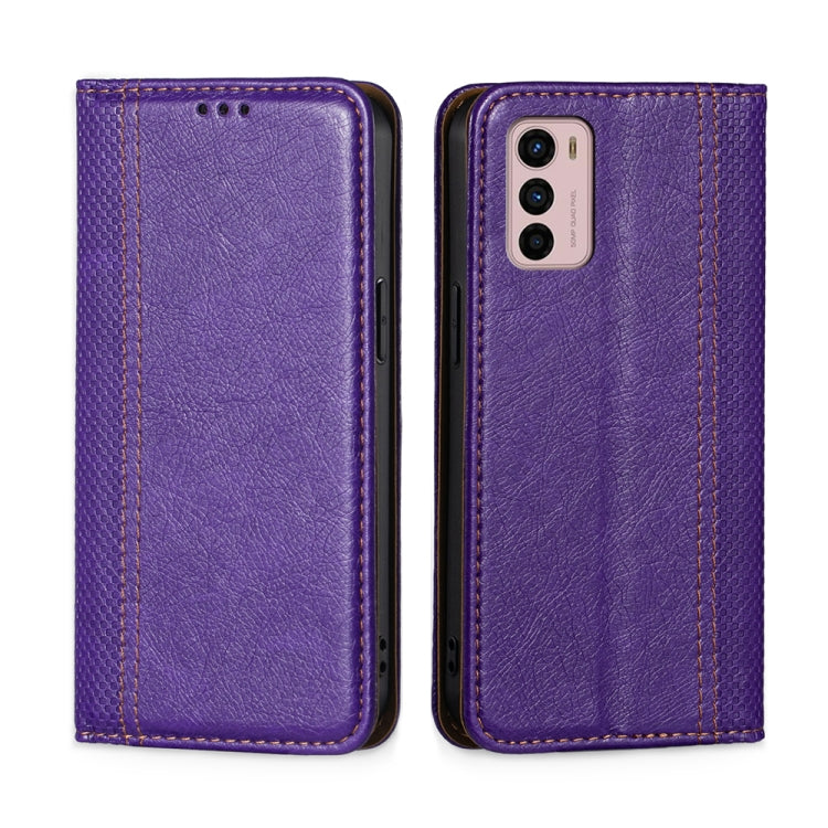 For Motorola Moto G42 4G Grid Texture Magnetic Flip Leather Phone Case