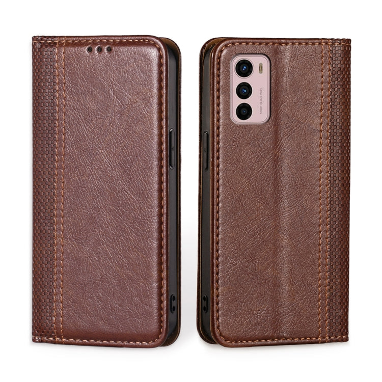 For Motorola Moto G42 4G Grid Texture Magnetic Flip Leather Phone Case