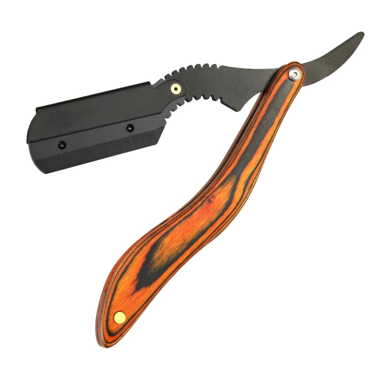 H-28 Men Wooden Handle Replaceable Blade Manual Folding Shaving Razor(Bow Black Blade Holder)