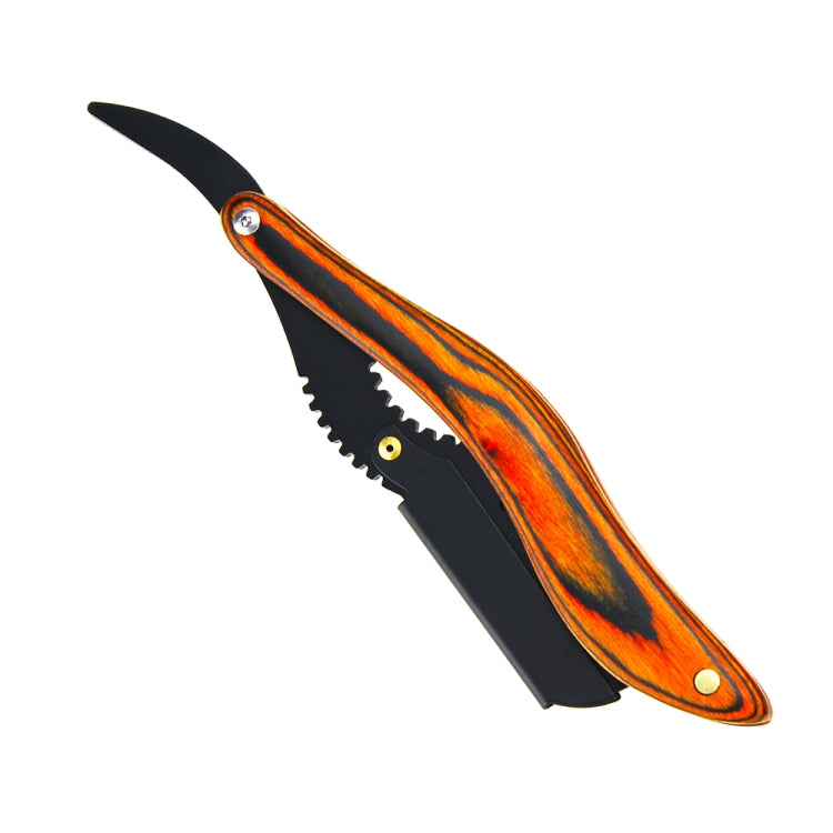 H-28 Men Wooden Handle Replaceable Blade Manual Folding Shaving Razor(Bow Black Blade Holder)