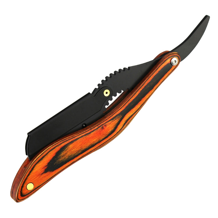 H-28 Men Wooden Handle Replaceable Blade Manual Folding Shaving Razor(Bow Black Blade Holder)