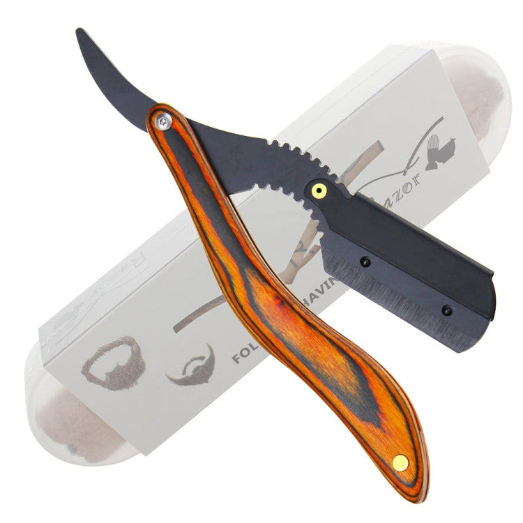 H-28 Men Wooden Handle Replaceable Blade Manual Folding Shaving Razor(Bow Black Blade Holder)