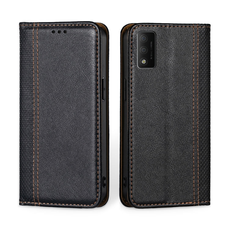 For TCL 30T T603DL Grid Texture Magnetic Flip Leather Phone Case