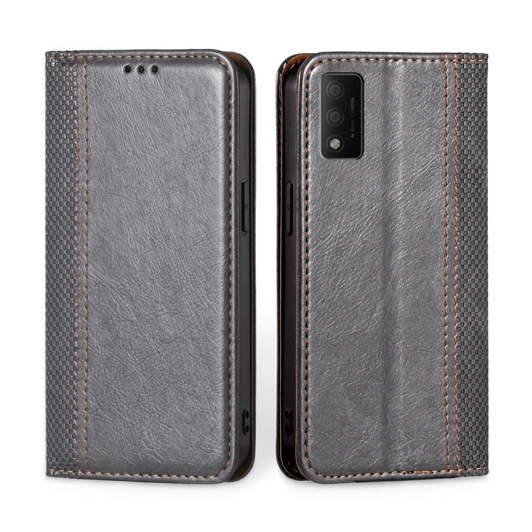 For TCL 30T T603DL Grid Texture Magnetic Flip Leather Phone Case