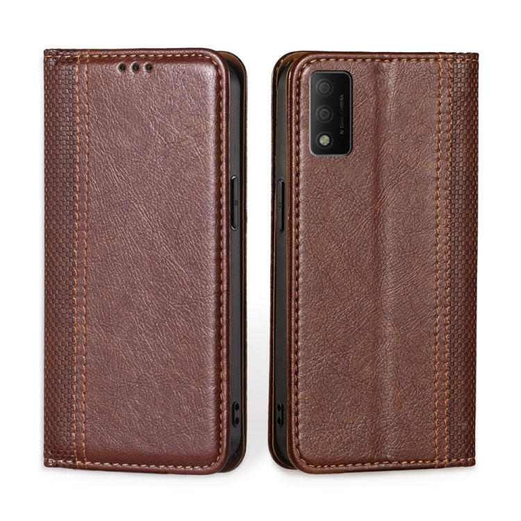 For TCL 30T T603DL Grid Texture Magnetic Flip Leather Phone Case