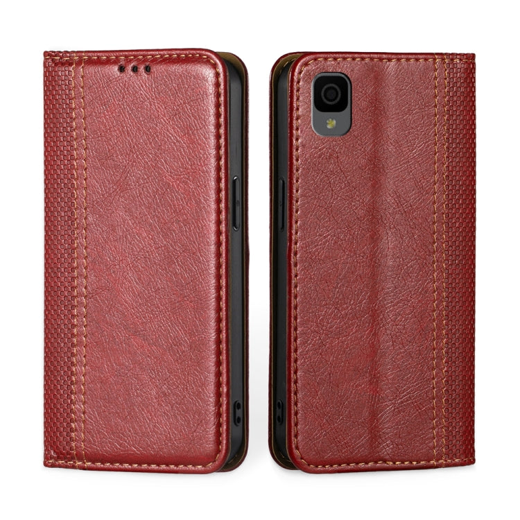For TCL 30Z T602DL Grid Texture Magnetic Flip Leather Phone Case