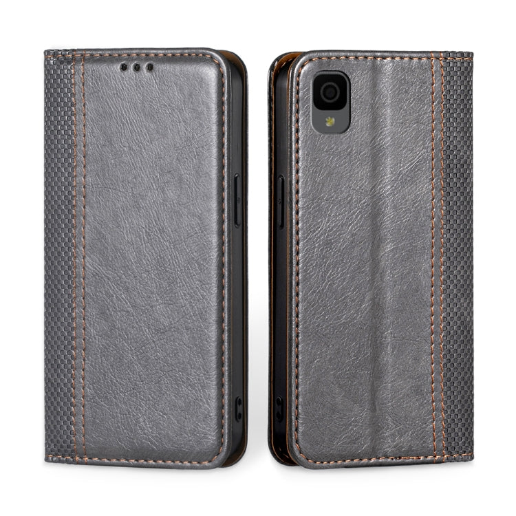 For TCL 30Z T602DL Grid Texture Magnetic Flip Leather Phone Case