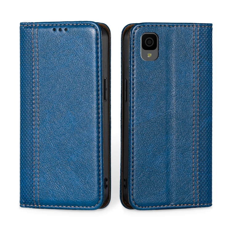For TCL 30Z T602DL Grid Texture Magnetic Flip Leather Phone Case