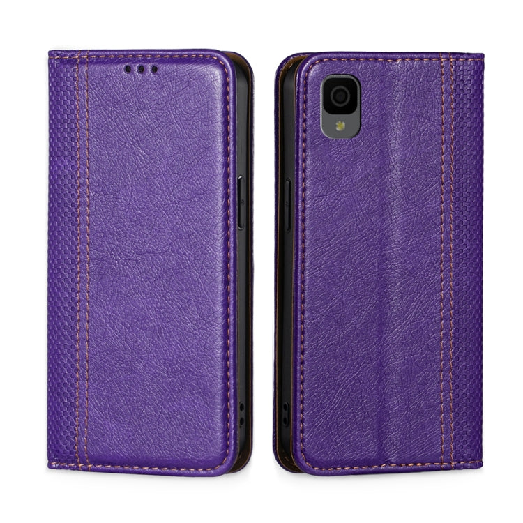 For TCL 30Z T602DL Grid Texture Magnetic Flip Leather Phone Case