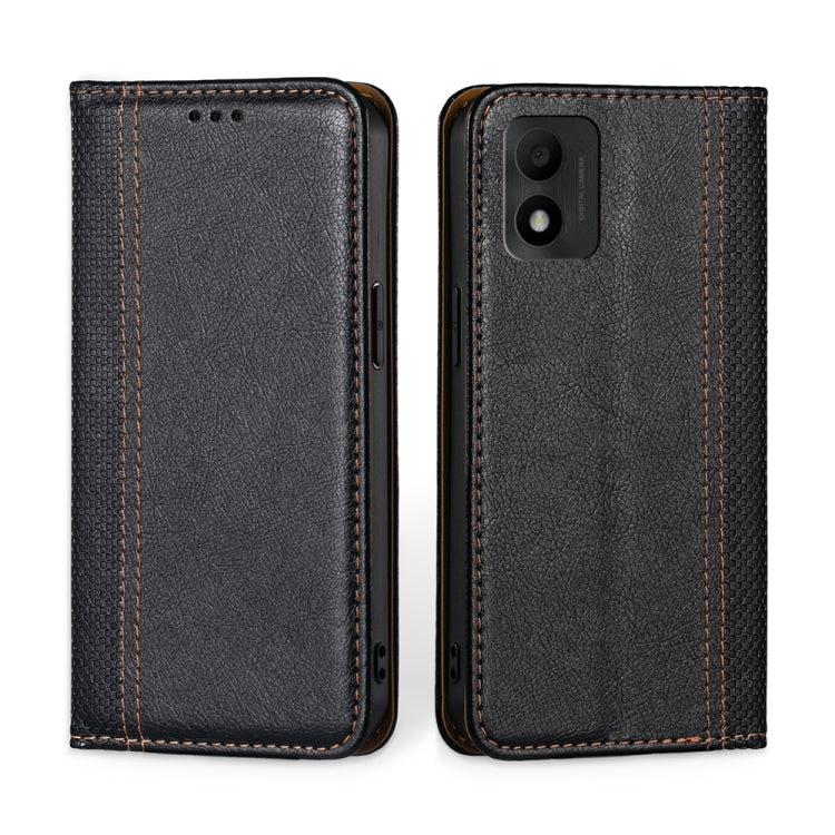 For TCL 303 Grid Texture Magnetic Flip Leather Phone Case