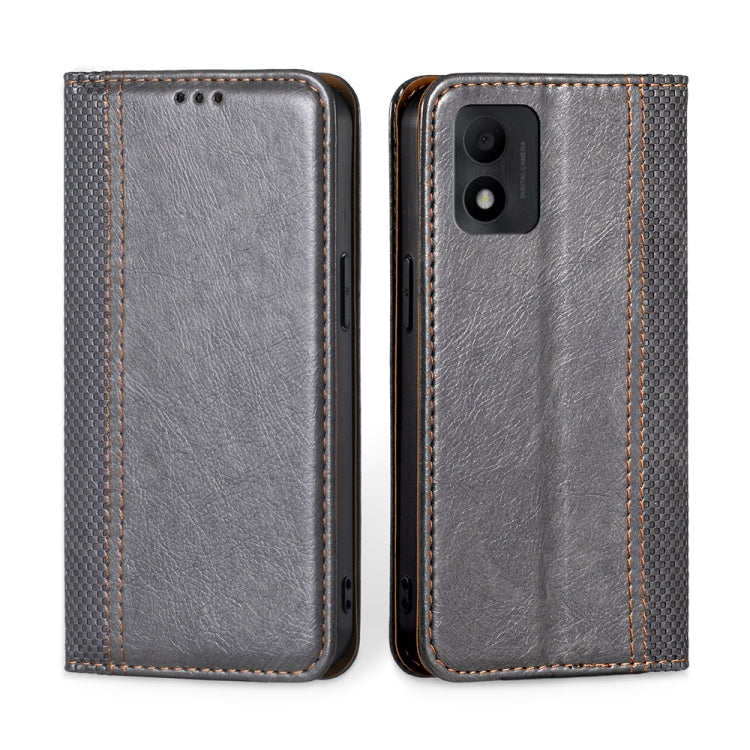 For TCL 303 Grid Texture Magnetic Flip Leather Phone Case
