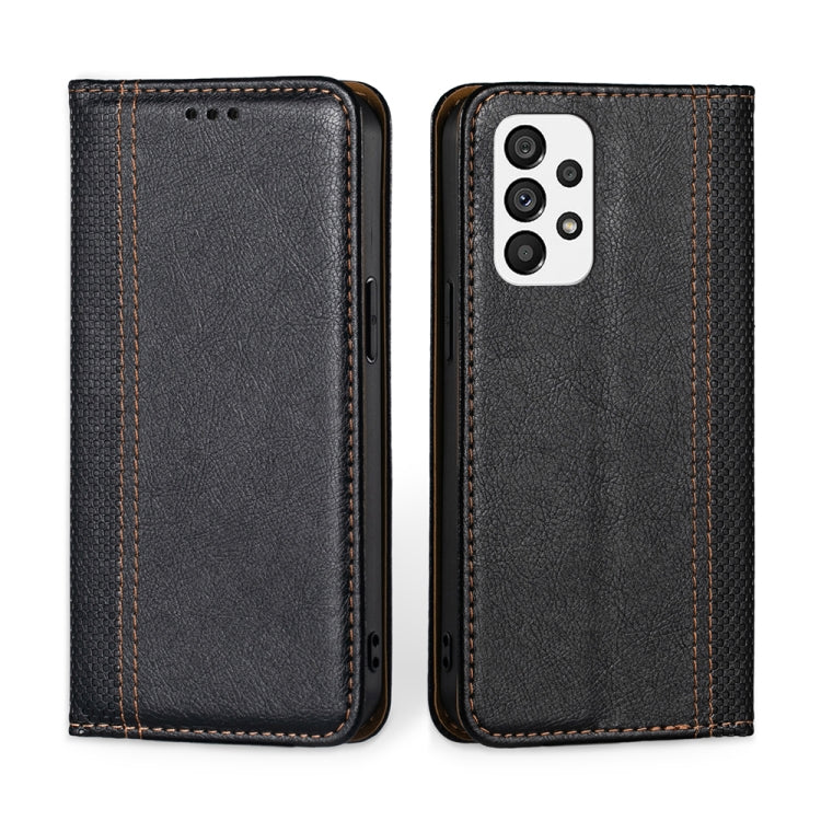 For Samsung Galaxy A73 5G Grid Texture Magnetic Flip Leather Phone Case