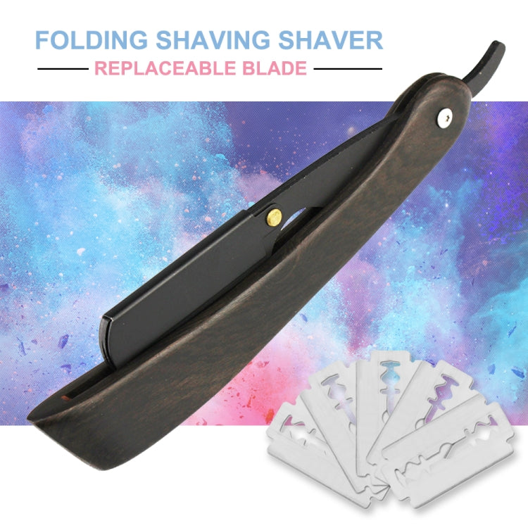 H-29 Men Replaceable Blade Manual Straight Folding Shaving Razor Male Grooming Accessory(Ship-shaped Black Handle)