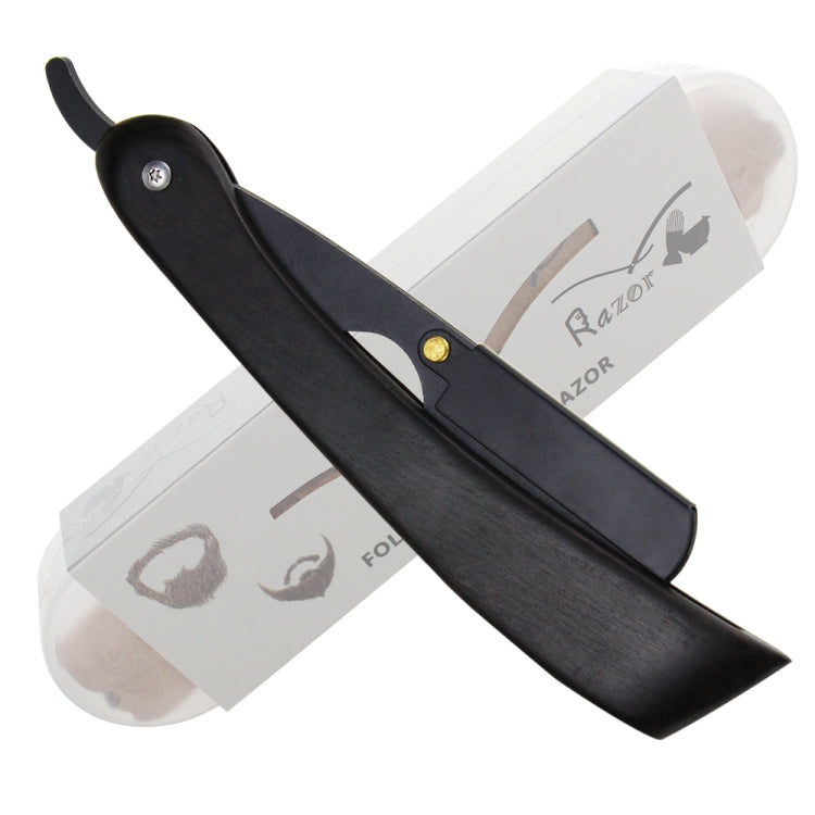 H-29 Men Replaceable Blade Manual Straight Folding Shaving Razor Male Grooming Accessory(Ship-shaped Black Handle)